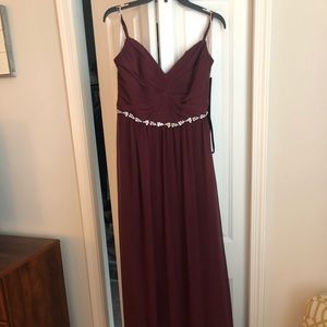 David’s Bridal Wine Bridesmaid Dress